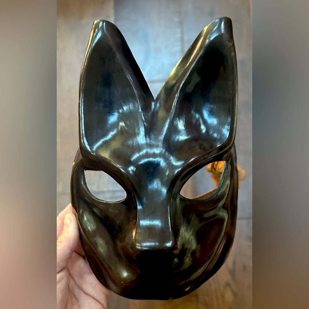 Handmade black/brown leather Anubis mask